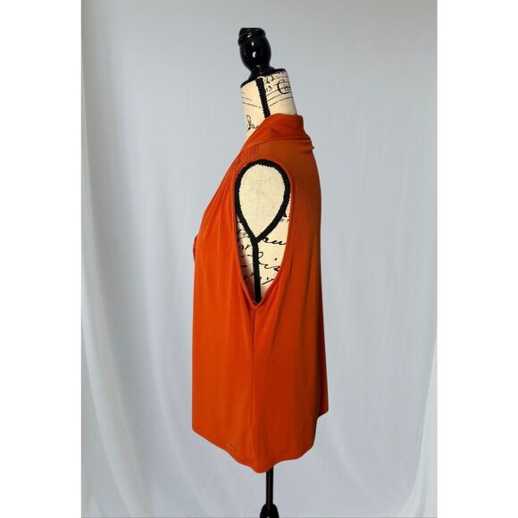 NWOT Calvin Klein Women's Size XL Burnt Orange Neck Wrap Sleeveless Blouse Top - Picture 5 of 10